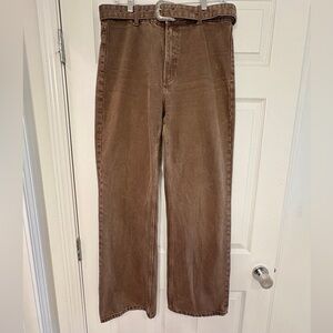 Zara Brown Straight/Wide-Leg Jeans
